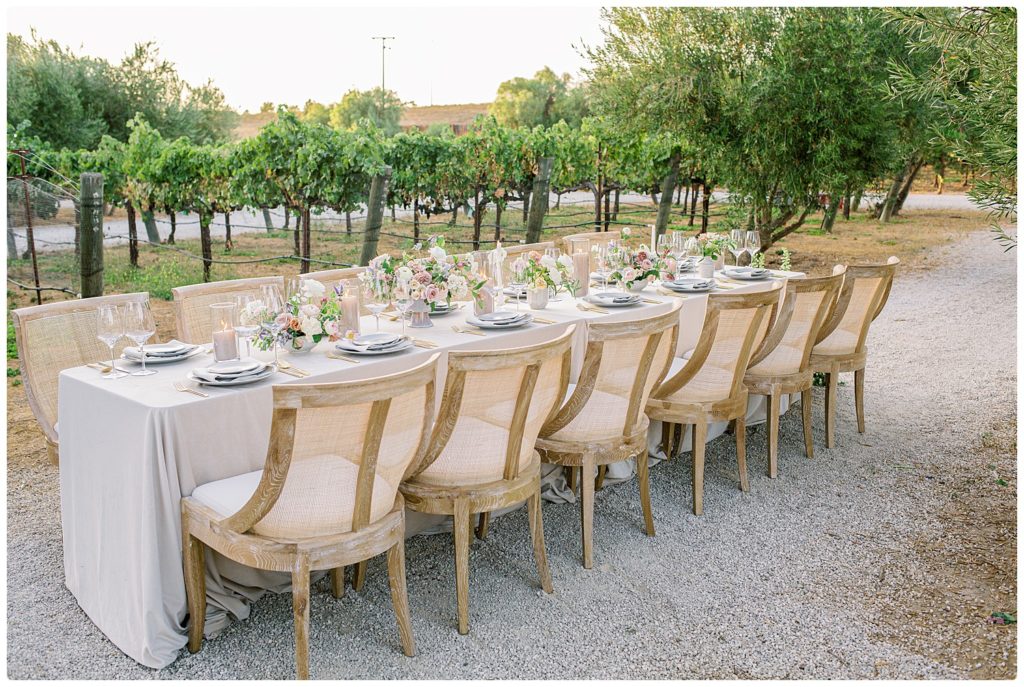 off season wedding reception table at sunstone winery