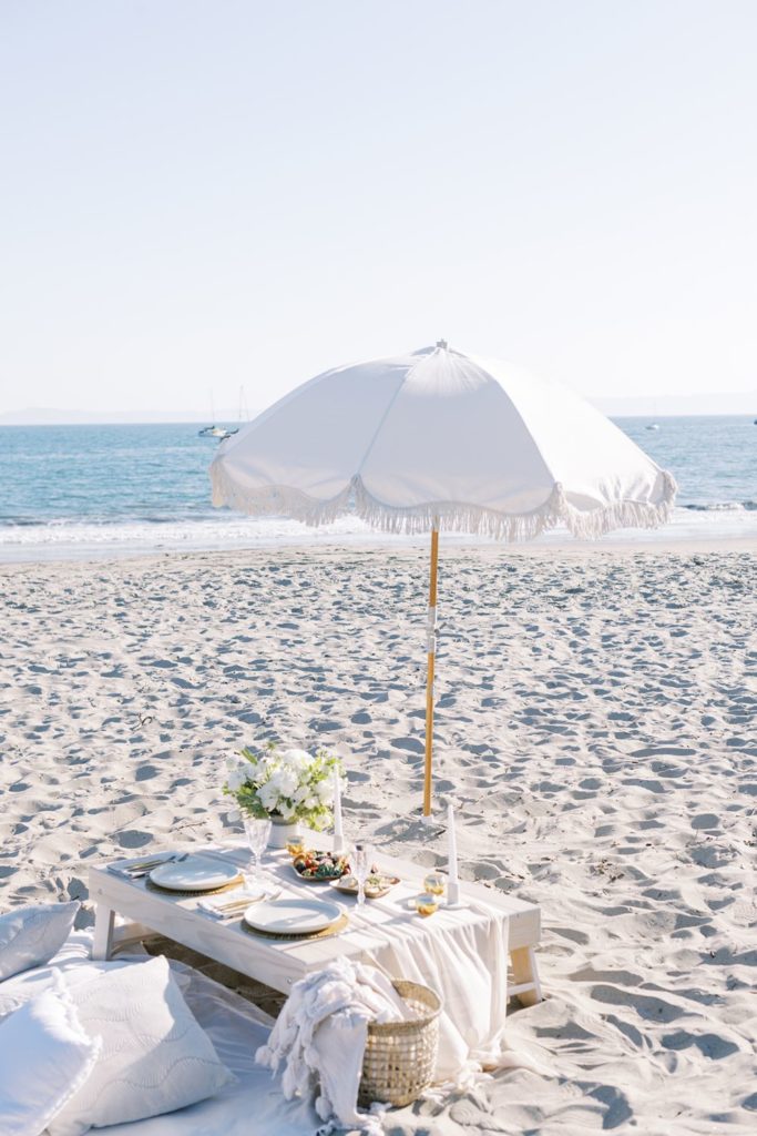 picnic setup at Santa Barbara Beach