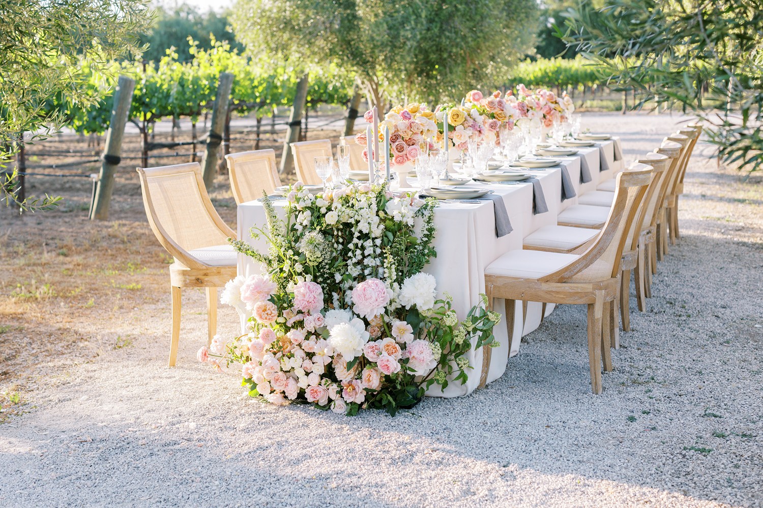 spring wedding table with florals